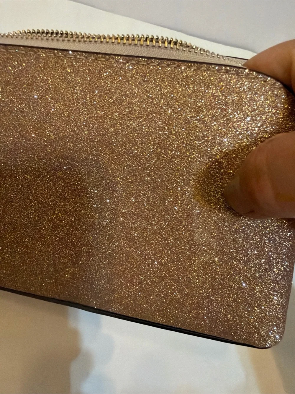 kate spade Glitter Zip Cosmetic Pouch in Gold Travel essential